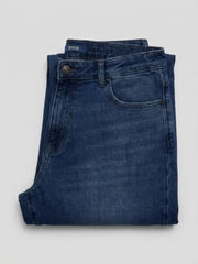 Spykar Dark Blue Boot Cut Fit Mid Rise Jeans for Men