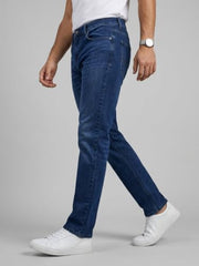 Spykar Dark Blue Comfort Fit Mid Rise Jeans for Men