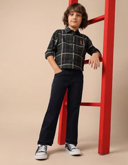 USPA Kids Boys Mid Rise Relaxed Fit Jeans (UKJEN767_Dark Blue_6-7 Years)