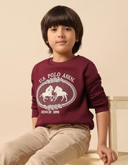 U.S. Polo Assn. Kids Boy's Cotton Crew Neck Sweatshirt (UKSWS0290_Maroon