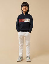 USPA Kids Boys Brand Embroidered Regular Fit Sweatshirt (UKSWS0311_Navy_3-4 Years)