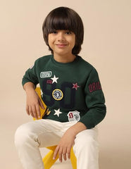 U.S. Polo Assn. Kids Boy's Cotton Crew Neck Sweatshirt (UKSWS0327_Dark Green