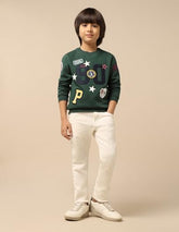 U.S. Polo Assn. Kids Boy's Cotton Crew Neck Sweatshirt (UKSWS0327_Dark Green