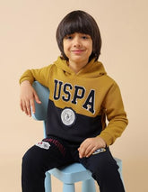 U.S. Polo Assn. Kids Boy's Cotton Neck Hooded Sweatshirt (UKSWS0330_Yellow