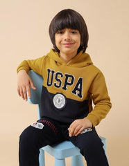 U.S. Polo Assn. Kids Boy's Cotton Neck Hooded Sweatshirt (UKSWS0330_Yellow
