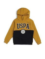 U.S. Polo Assn. Kids Boy's Cotton Neck Hooded Sweatshirt (UKSWS0330_Yellow