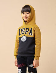 U.S. Polo Assn. Kids Boy's Cotton Neck Hooded Sweatshirt (UKSWS0330_Yellow