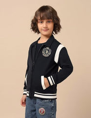 U.S. Polo Assn. Kids Boy's Cotton Collared Neck Sweatshirt (UKSWS0337_Navy