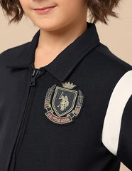 U.S. Polo Assn. Kids Boy's Cotton Collared Neck Sweatshirt (UKSWS0337_Navy