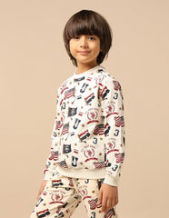 USPA Kids Boys Brand Printed Regular Fit Sweatshirt (UKSWS0374_White_2-3 Years)