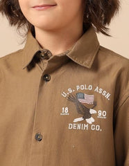 U.S. Polo Assn. Kids Boy's Regular Fit Shirt (UKSHT1732_Khaki