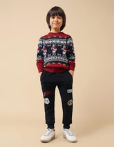 U.S. Polo Assn. Kids Boy's Acrylic Crew Neck Pullover Sweater (UKSWE0167_Dark Red