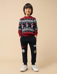 U.S. Polo Assn. Kids Boy's Acrylic Crew Neck Pullover Sweater (UKSWE0167_Dark Red