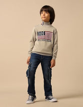 U.S. Polo Assn. Kids Boy's Cotton Turtle Neck Pullover Sweater (UKSWE0174_Beige