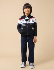 USPA Kids Boys Brand Appliqued Regular Fit Sweatshirt (UKSWS0309_Navy_6-7 Years)