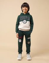 U.S. Polo Assn. Kids Boy's Cotton Neck Hooded Sweatshirt (UKSWS0329_Dark Green