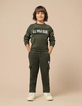 U.S. Polo Assn. Kids Boy's Cotton Crew Neck Sweatshirt (UKSWS0348_Olive