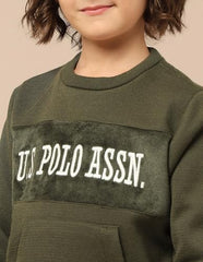 U.S. Polo Assn. Kids Boy's Cotton Crew Neck Sweatshirt (UKSWS0348_Olive