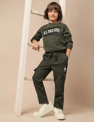 U.S. Polo Assn. Kids Boy's Regular Track Pants (UKTRK0272_Olive
