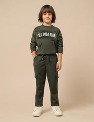 U.S. Polo Assn. Kids Boy's Regular Track Pants (UKTRK0272_Olive