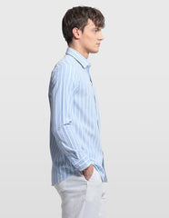 Arrow Sport Men's Vertical Striped Aquarelle Drift Shirt (ASALSH1424_Blue_39)