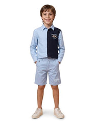 USPA Kids Boys Solid Relaxed Fit Shorts (UKSRT0490_Light Blue_6-7Y)