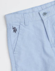USPA Kids Boys Solid Relaxed Fit Shorts (UKSRT0490_Light Blue_6-7Y)