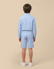 USPA Kids Boys Solid Relaxed Fit Shorts (UKSRT0490_Light Blue_6-7Y)