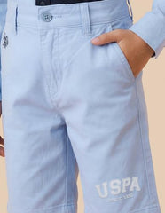 USPA Kids Boys Solid Relaxed Fit Shorts (UKSRT0490_Light Blue_6-7Y)