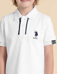 USPA Kids Boys Solid Regular Fit Polo Shirt (UKTSH2251_White_8-9 Years)
