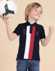 USPA Kids Boys Numeric Embroidered Regular Fit Polo Shirt
