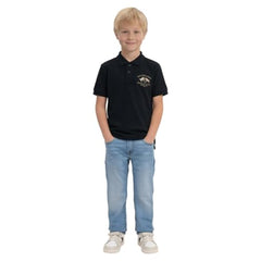 USPA Kids Boys Brand Embroidered Regular Fit Polo Shirt (UKTSH2274_Navy_13-14Y)