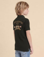 USPA Kids Boys Brand Embroidered Regular Fit Polo Shirt (UKTSH2276_Olive_9-10Y)