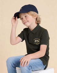 USPA Kids Boys Brand Embroidered Regular Fit Polo Shirt (UKTSH2276_Olive_9-10Y)