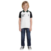 USPA Kids Boys Colour Block Regular Fit Polo Shirt (UKTSH2304_White_9-10Y)