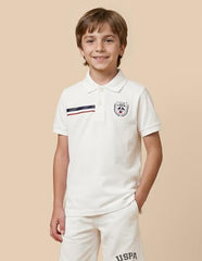 USPA Kids Boys Solid Regular Fit Polo Shirt (UKTSH2319_White_2-3 Y)