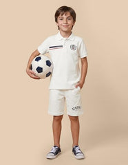 USPA Kids Boys Solid Regular Fit Polo Shirt (UKTSH2319_White_2-3 Y)