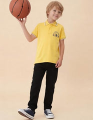 USPA Kids Boys Graphic Brand Printed Regular Fit Polo Shirt (UKTSH2366_Light Yellow_2-3 Years)