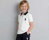 USPA Kids Boys Solid Regular Fit Polo Shirt (UKTSH2371_White_8-9 Y)