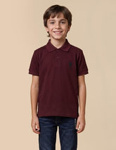 USPA Kids Boys Geometric Self Design Regular Fit Polo Shirt (UKTSH2379_Dark Red_13-14 Y)