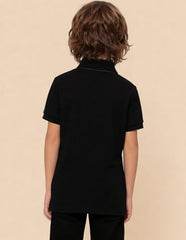 USPA Kids Boys Colour Blocked Regular Fit Polo Shirt (UKTSH2398_Black_12-24 M)