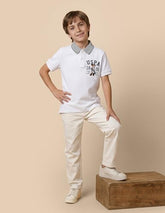 USPA Kids Boys Graphic Printed Regular Fit Polo Shirt (UKTSH2418_White_12-24 M)