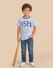 USPA Kids Boys Graphic Brand Printed Regular Fit T-Shirt (UKTSH2482_Light Blue_13-14Y)