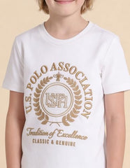 USPA Kids Boys Graphic Brand Embroidered Regular Fit T-Shirt (UKTSH2484_White_2-3 Y)