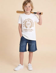 USPA Kids Boys Graphic Brand Embroidered Regular Fit T-Shirt (UKTSH2484_White_2-3 Y)