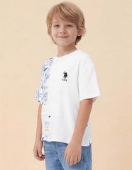 USPA Kids Boys Graphic Printed Oversized Fit T-Shirt (UKTSH2506_White_9-10Y)
