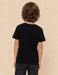 USPA Kids Boys Graphic Brand Printed Regular Fit T-Shirt (UKTSH2534_Black_12-18 M)