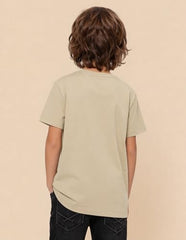 USPA Kids Boys Solid Oversized Fit T-Shirt (UKTSH2545_Beige_12-18 M)