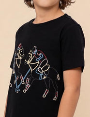 USPA Kids Boys Graphic Printed Regular Fit T-Shirt (UKTSH2668_Black_2-3 Y)
