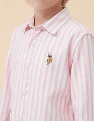 USPA Kids Boys Vertical Striped Oxford Shirt (UKSHT1981_Pink_13-14Y) - Goyalsons ShopMax